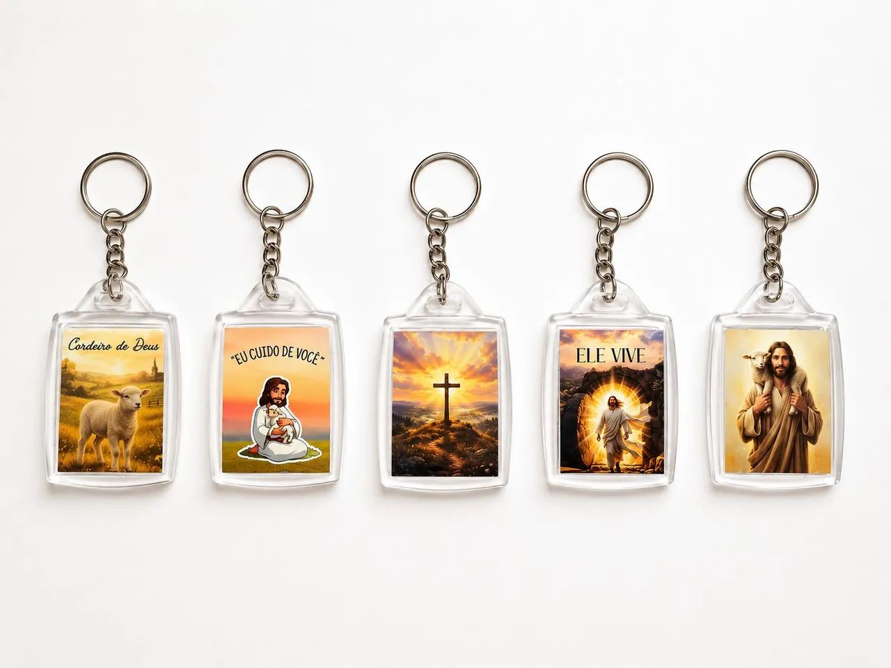 Kit com 10 Chaveiros Cristãos Novos - Diversos Modelos