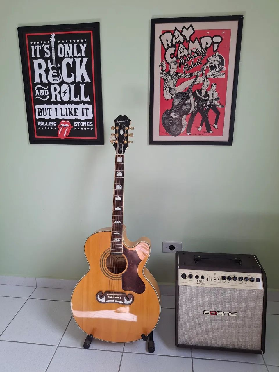 Violão Epiphone EJ200 + Amplificador Borne Studio A70