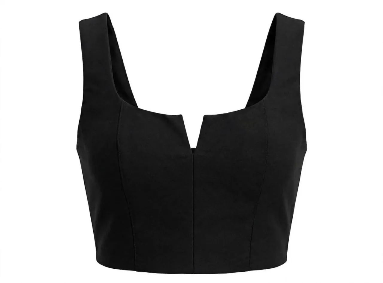 Blusa preta com decote V- Tam P