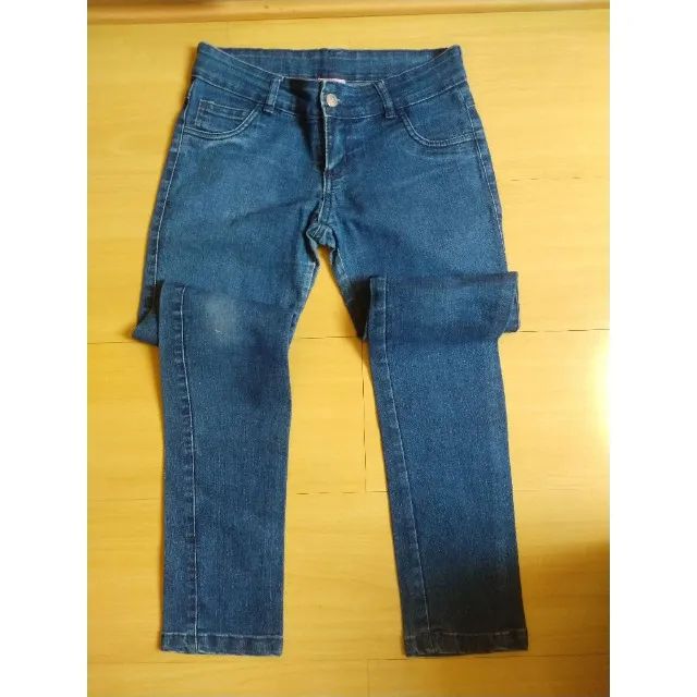 Calça Jeans Infantil Lisa Azul Escuro Skinny Cintura Baixa MXTN Tam 14