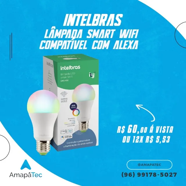 Lâmpada wifi intalbras compatível com alexa