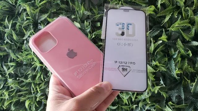 Capinha Silicone iPhone 12 Pro Max Rosa Claro + Película 3D - Foto 5