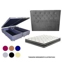 Base Box Queen + Colchão D45 20cm + Cabeceira Queen