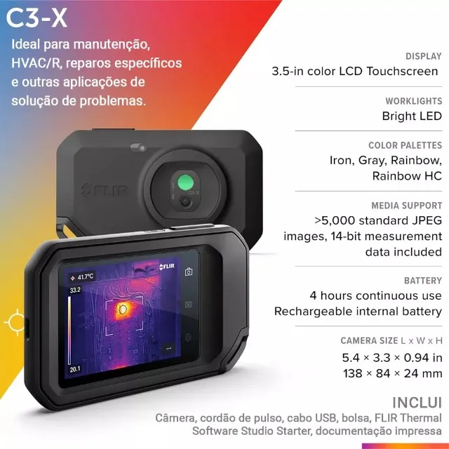 Câmera Térmica infravermelho termográfica 12.288 Pixels Flir