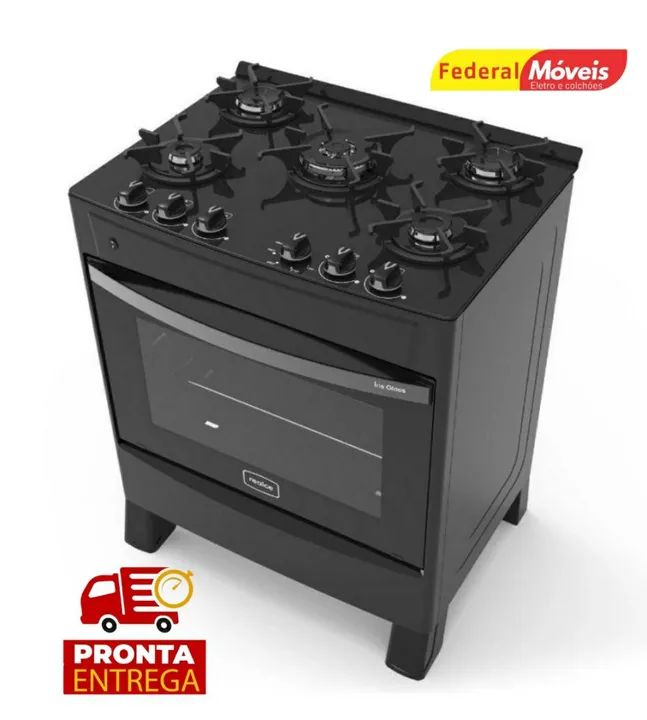 Fogão 5 Bocas com Mesa de Vidro Novo Fazemos Crediário 