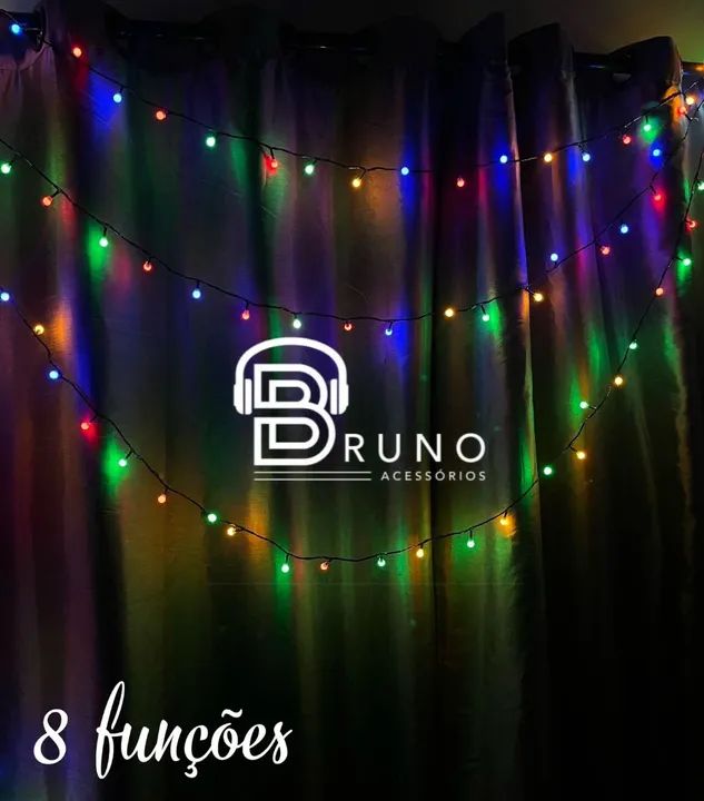 Cordão Led Varal 100 Bolinha 8 Funções Colorido <br>