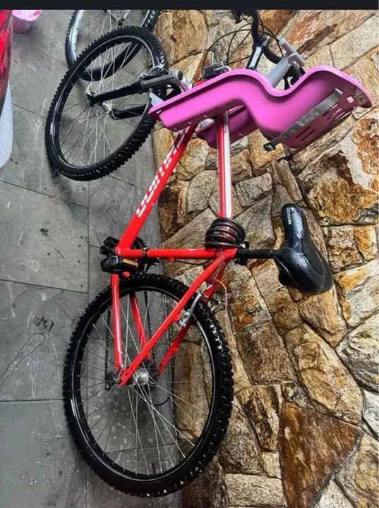 Assento para bicicleta infantil - Vermelho e Rosa