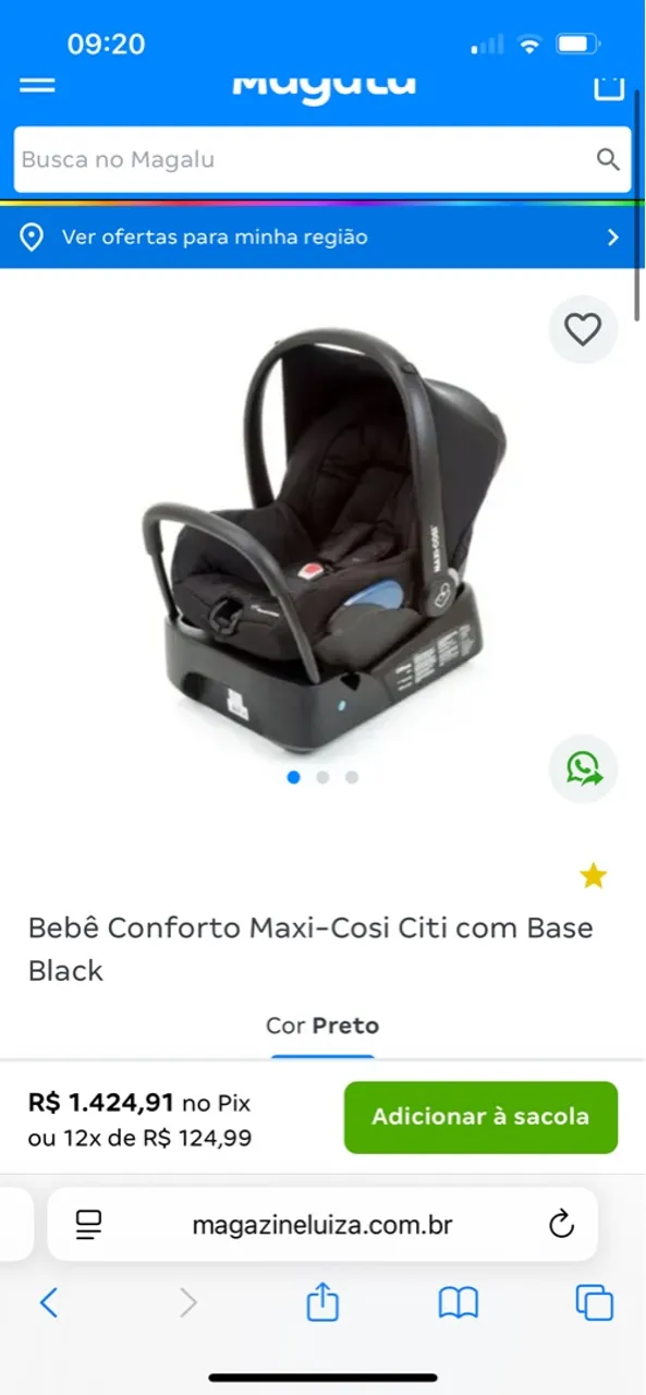 Bebê Conforto safety com Base Black