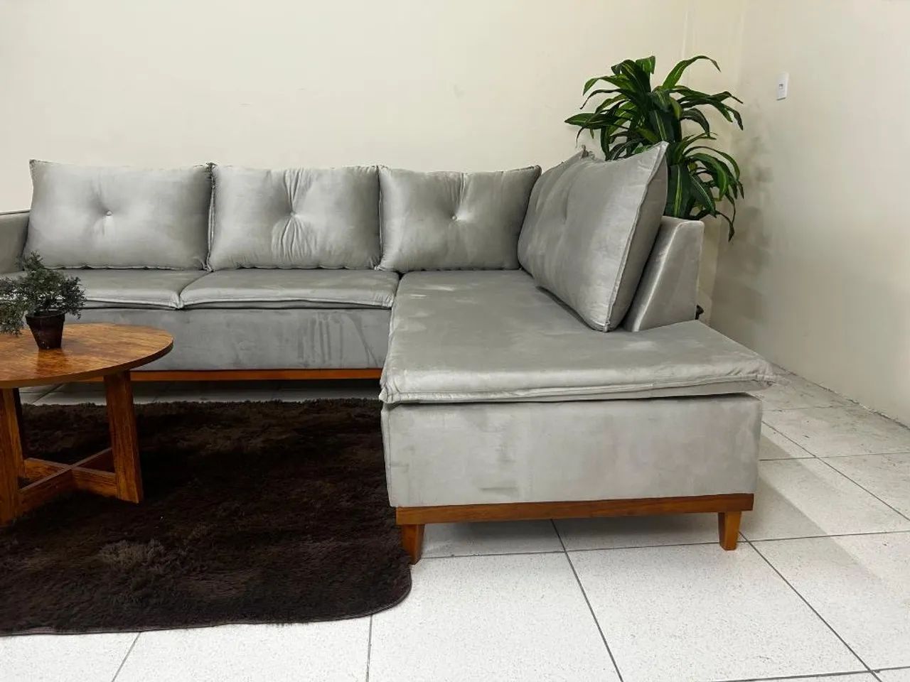 Sofá de Canto 2 x 3 Lugares Malibu Veludo- Entrega Rápida - Foto 3