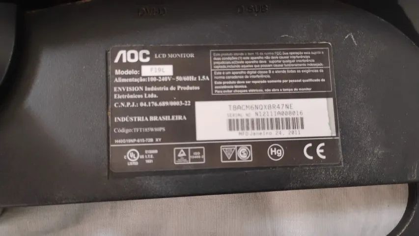 Monitor AOC-LCD 19 polegadas-conformes nas fotos-Leia a descrição - Foto 3