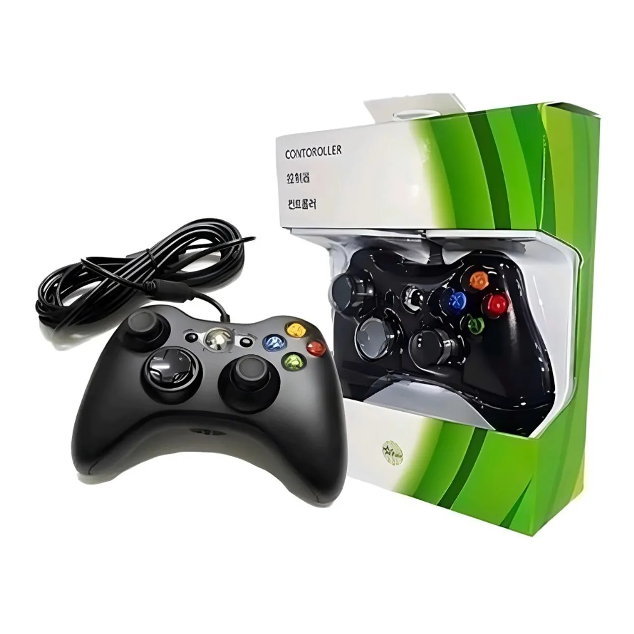 Controle com fio Xbox 360 Preto - Novo Joystick