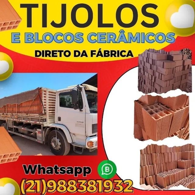 Tijolos Blocos Cerâmicos - Entrega Imediata e Parcela em 12x