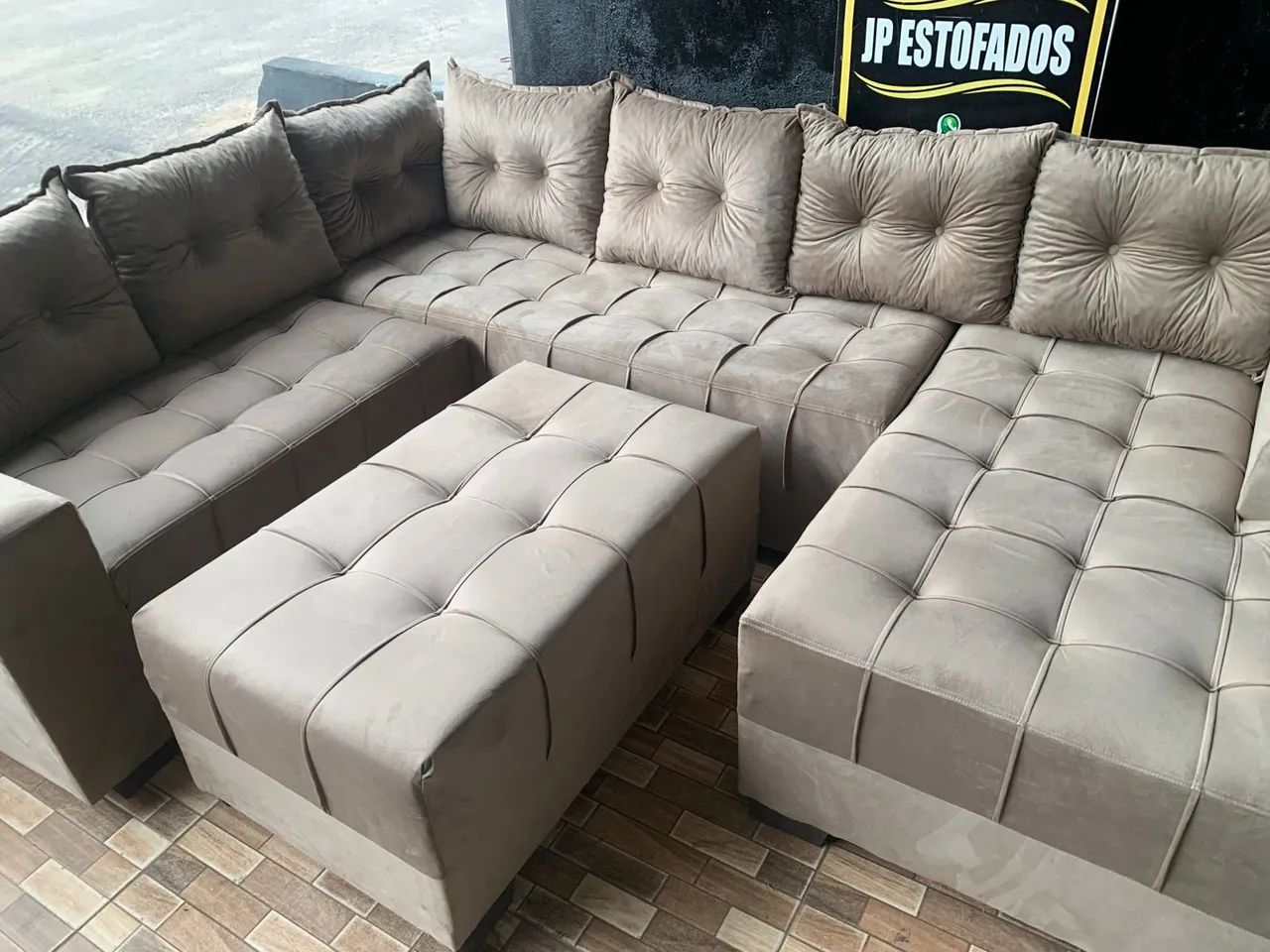 Sofá de canto 7 lugares com chaise 