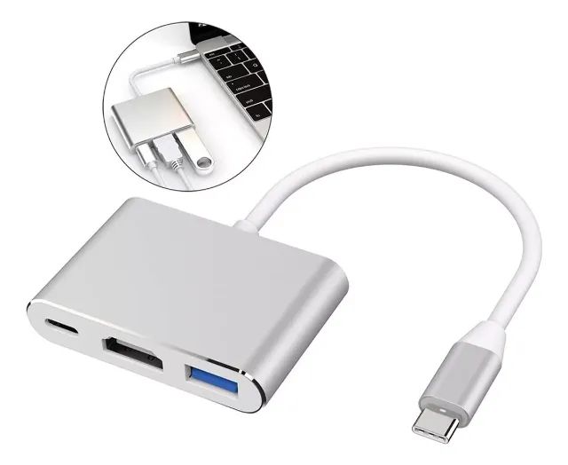 Adaptador tipo-c para hdmi + usb 3.0 + usb c Resolução 4k - Foto 3