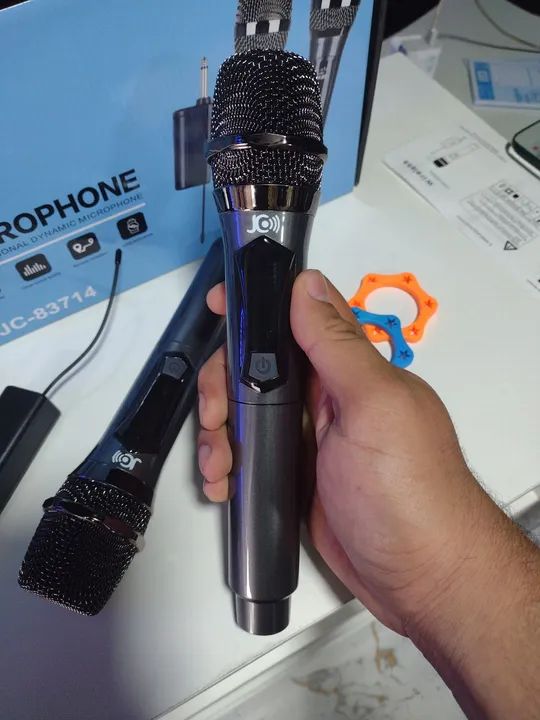 Microfone Sem Fio Duplo Profissional JC-83714 Novo Com Garantia  - Foto 6