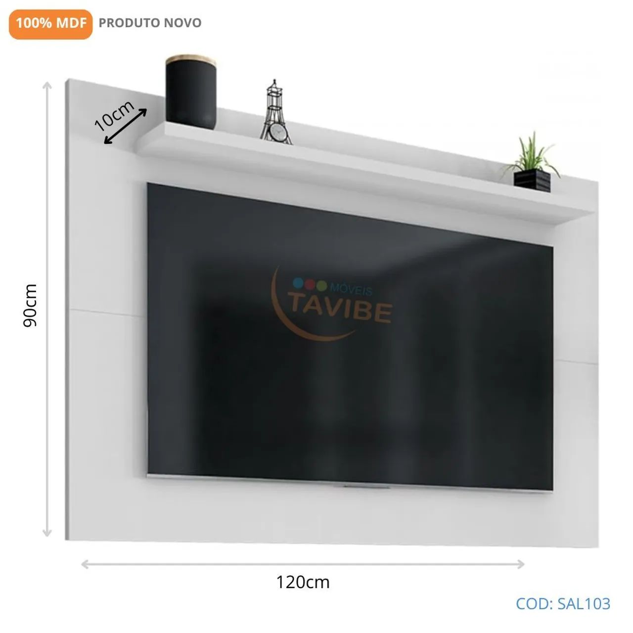 Painel para TV Branco com Prateleira 100%MDF  - Foto 2