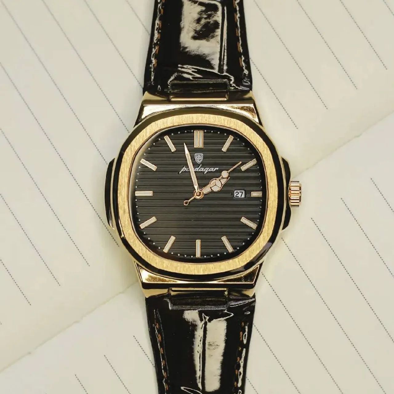 Relógio Masculino Dourado Elegante - Novo - Foto 3