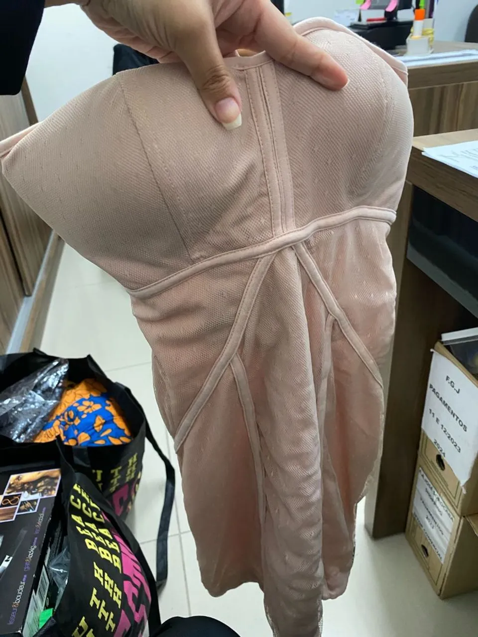 Vestido renda Modelador Nude com Bojo