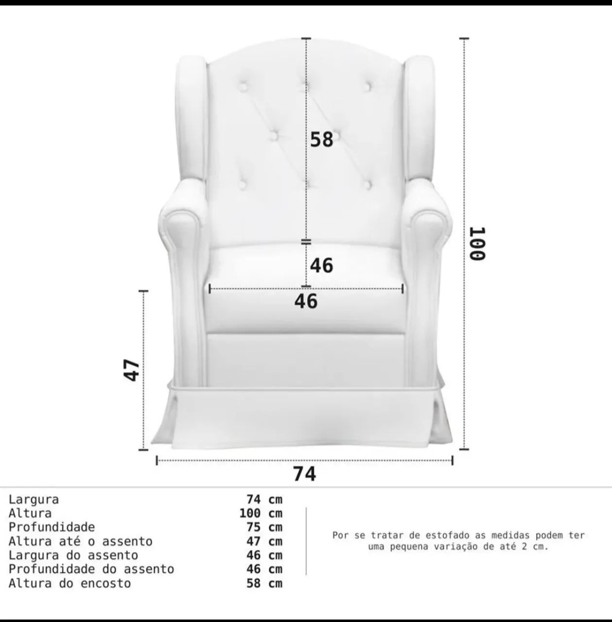 Poltrona De Amamentação Com Balanço E Puff Letícia Rosa - Ph - Foto 4