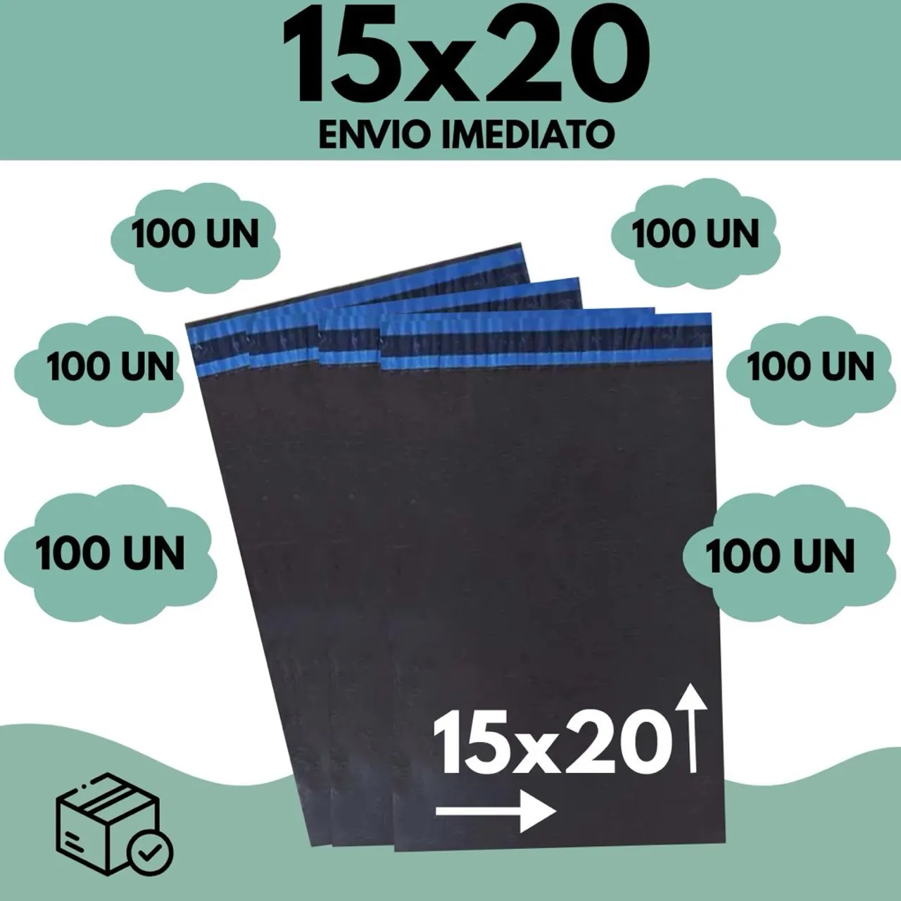Envelope de Segurança Preto 15x20 cm - 100 Unidades