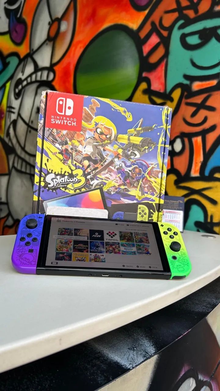 Nintendo Switch Edição Splatoon d35bl0qu34d0 256GB - Foto 2