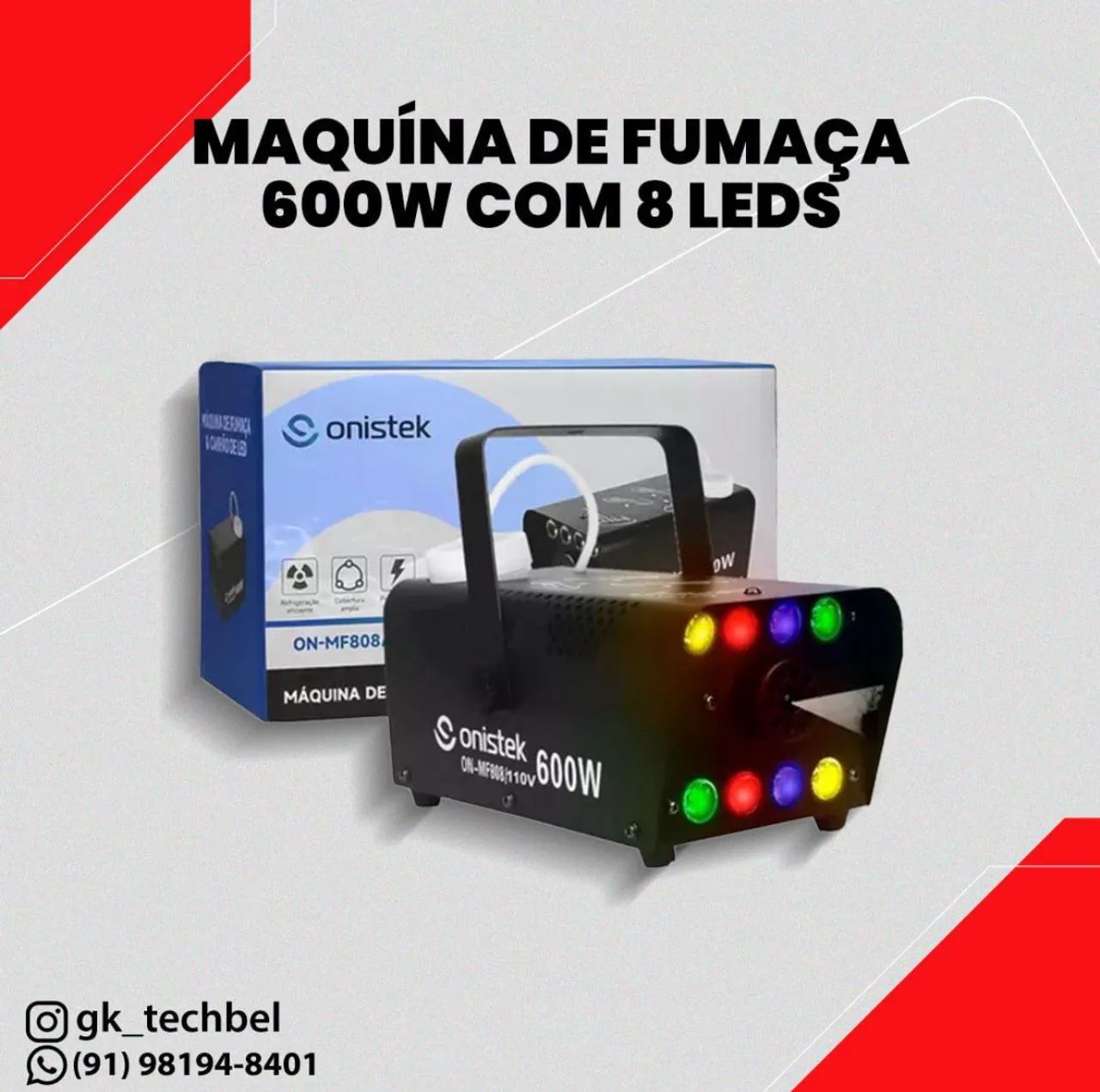 Máquina de Fumaça 600W com 8 LEDs