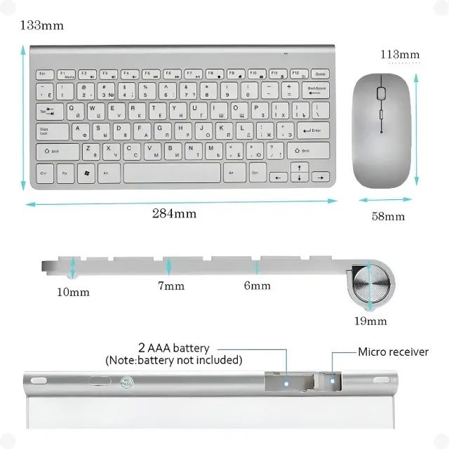 Teclado E Mouse Usb Sem Fio Wireless Pc Notebook Bm-t12 Compacto Slim 80% Kit - Foto 4