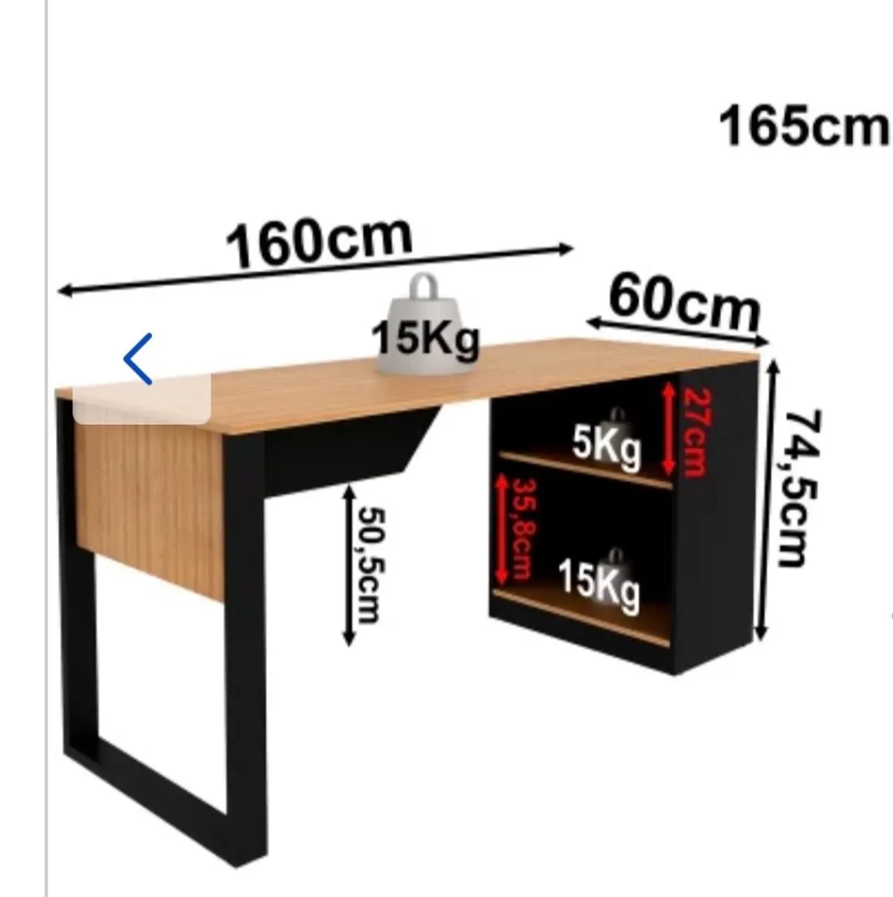 Escrivaninha com Design Moderno e Amplo Espaço Interno