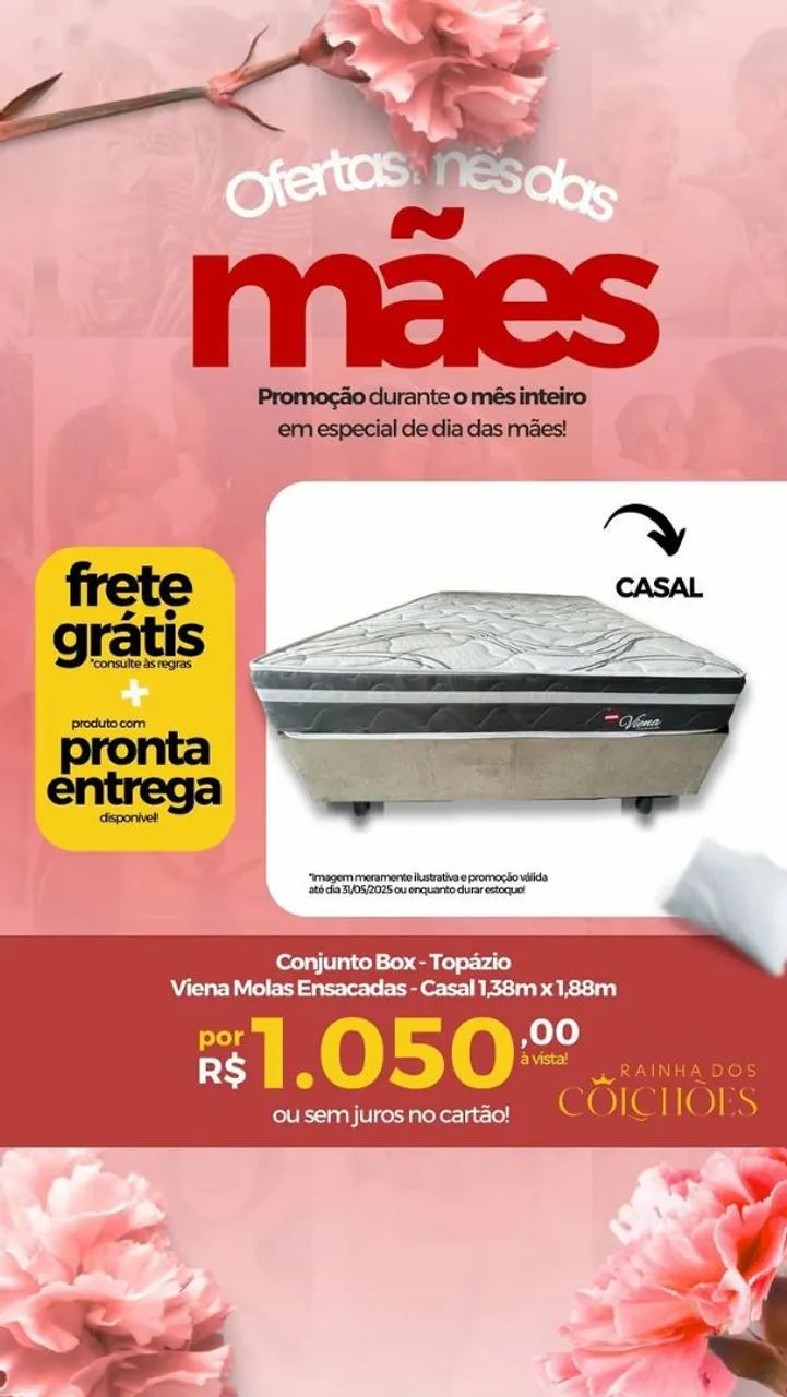 Cama Box Casal Topázio Viena Molas Ensacadas - Frete Grátis!