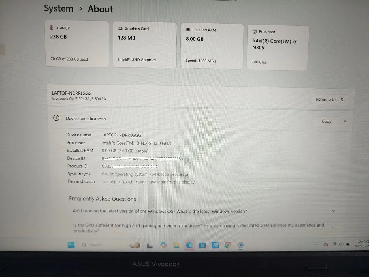 Notebook ASUS Vivobook Go 14/15 Core i3 8GB RAM 238GB  - Foto 4