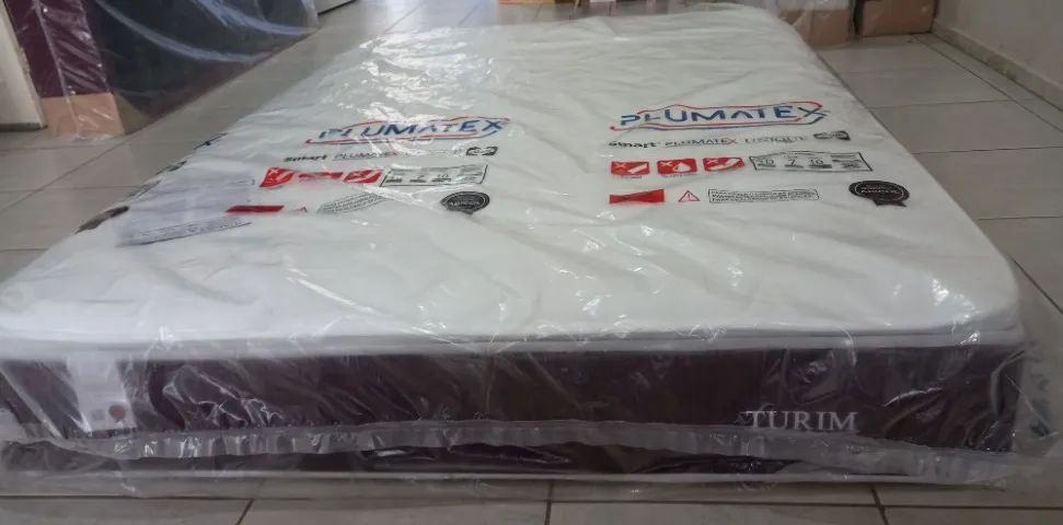 Conjunto Cama BOX - Colchão e base NOVOS- Turim Plumatex -Molas ensacadas- 1,88x1,38 - Foto 4