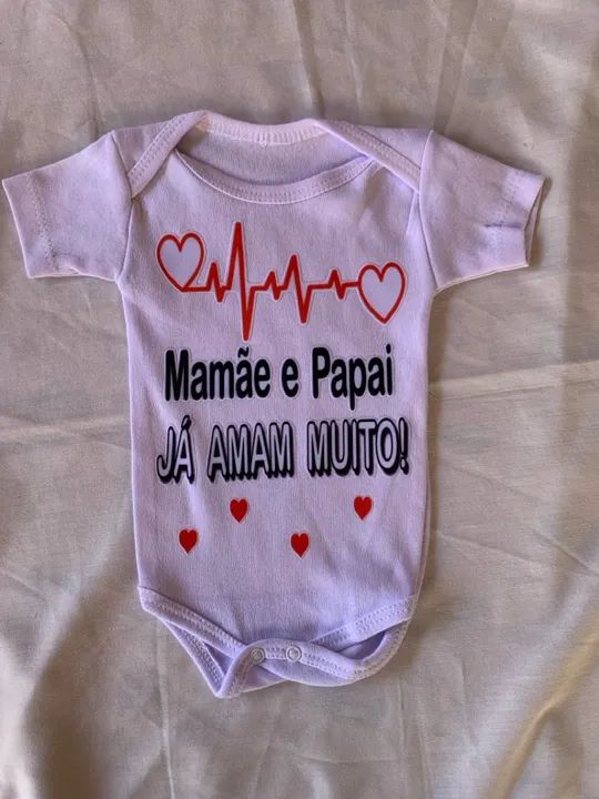 Traga sua ideia body bebê personalizado pai mãe - Foto 3