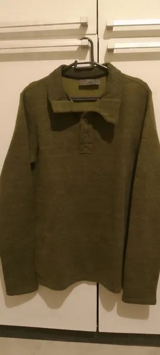 Blusa de moletom aflanelado verde exército tamanho P - Foto 4