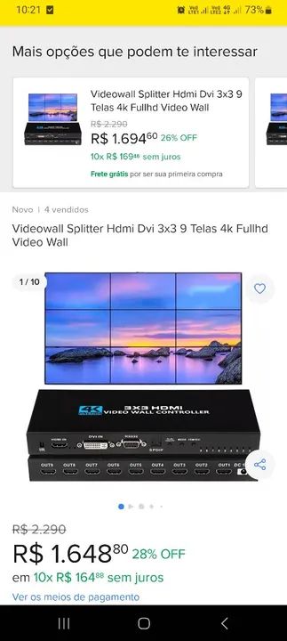 Videowall 3x3 9 telas 4k