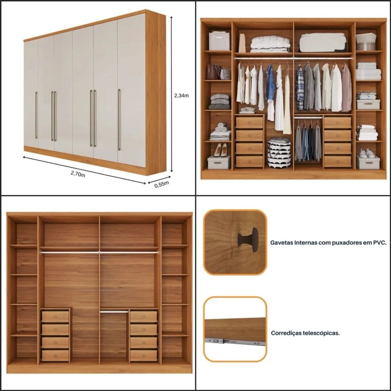 Guarda-Roupa novo de 6 Portas com 2,70m de Largura - Foto 5