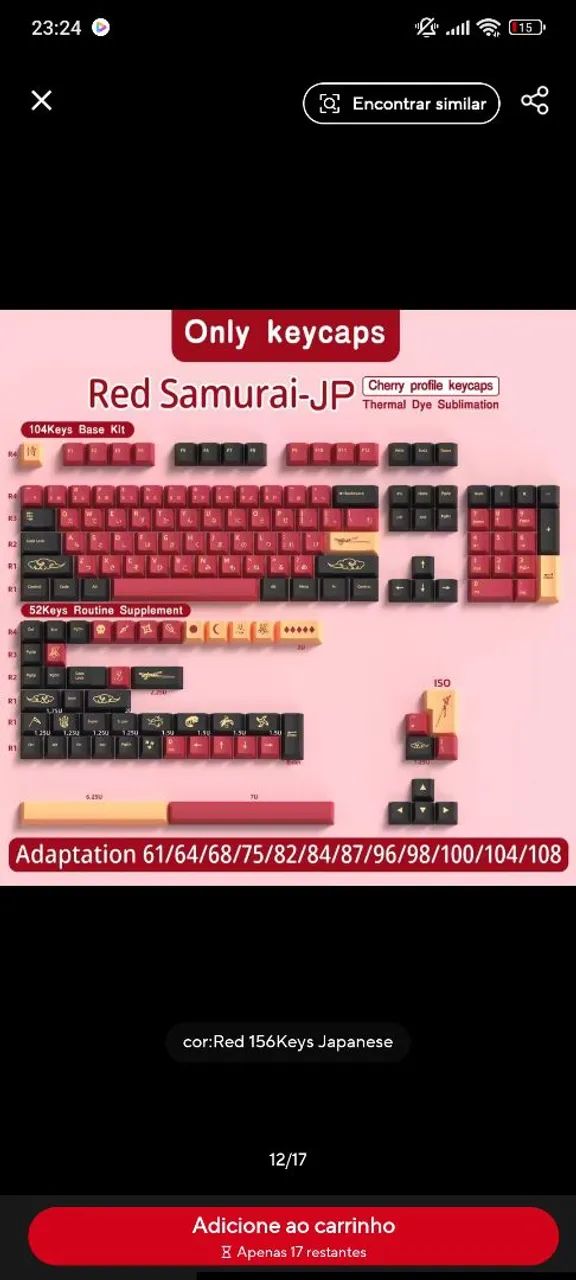 Keycaps Red Samurai Japanese
