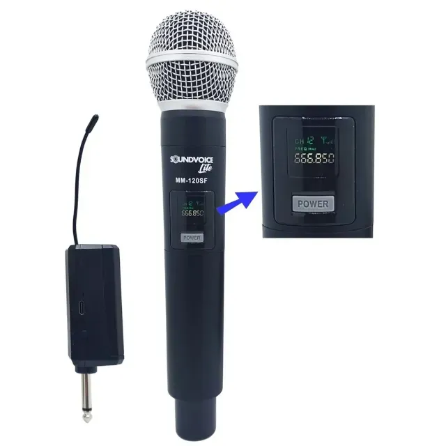 MICROFONE SEM FIO VHF FREQUENCIA FIXA SOUNDVOICE LITE MM-120SF