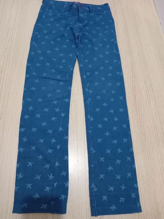 Calça Jeans Infantil Unissex com Estampa de Pássaros