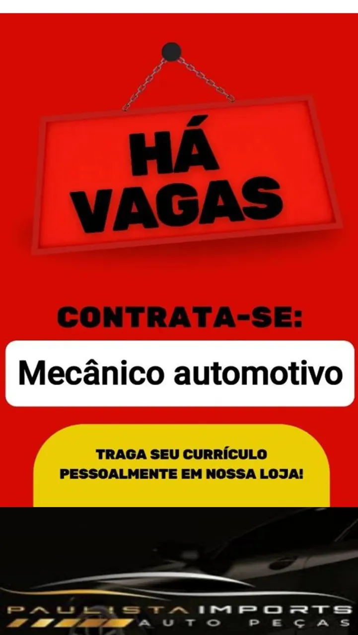 Estamos contratando mecânico 