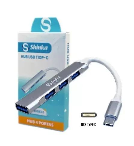 HUB Usb Tipo-C Macho x 4 USB 3.0 Fêmea 5 Gbps - Novo - Loja Coimbra Computadores