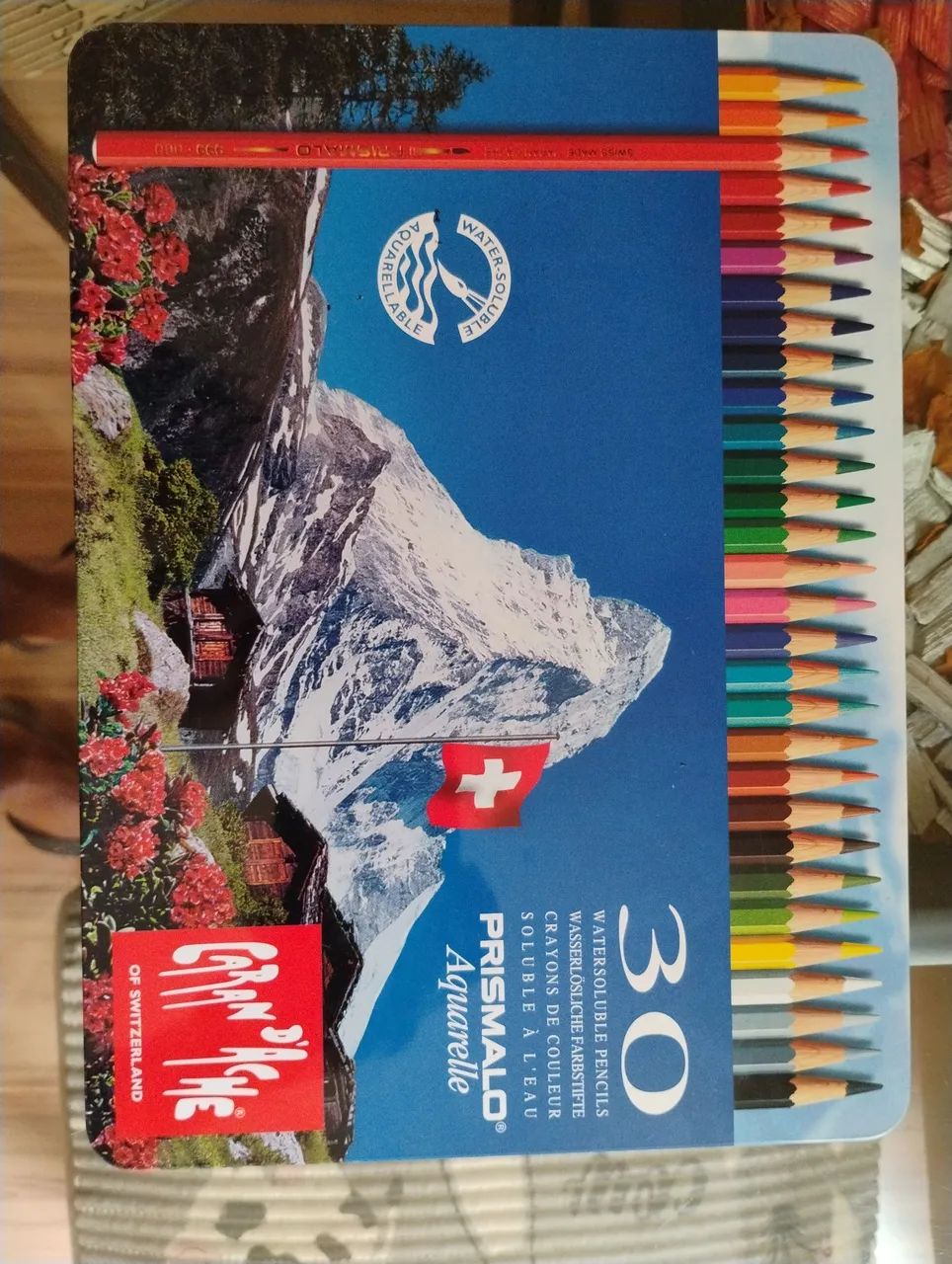 Lápis Mina Aquarelável Caran D'Ache Pris profissional malo com 30 cores 