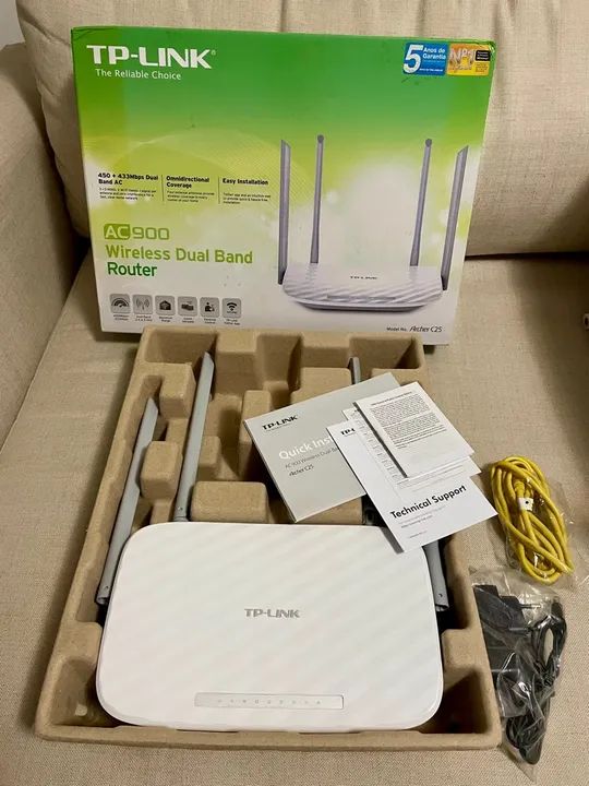 Roteador Wireless Dual Banc Ac900 Archer C25 Tp-Link Completo. Na Caixa. - Foto 2