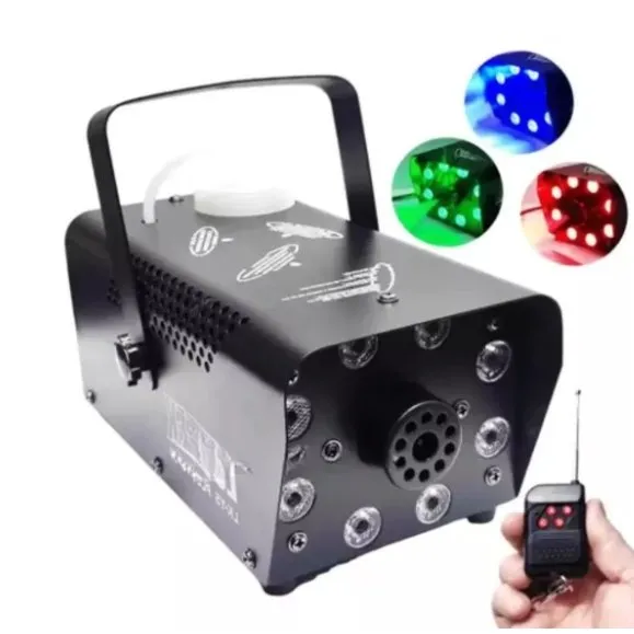 Máquina Fumaça 750w Leds Rgb Com Strobo Controle Sem Fio