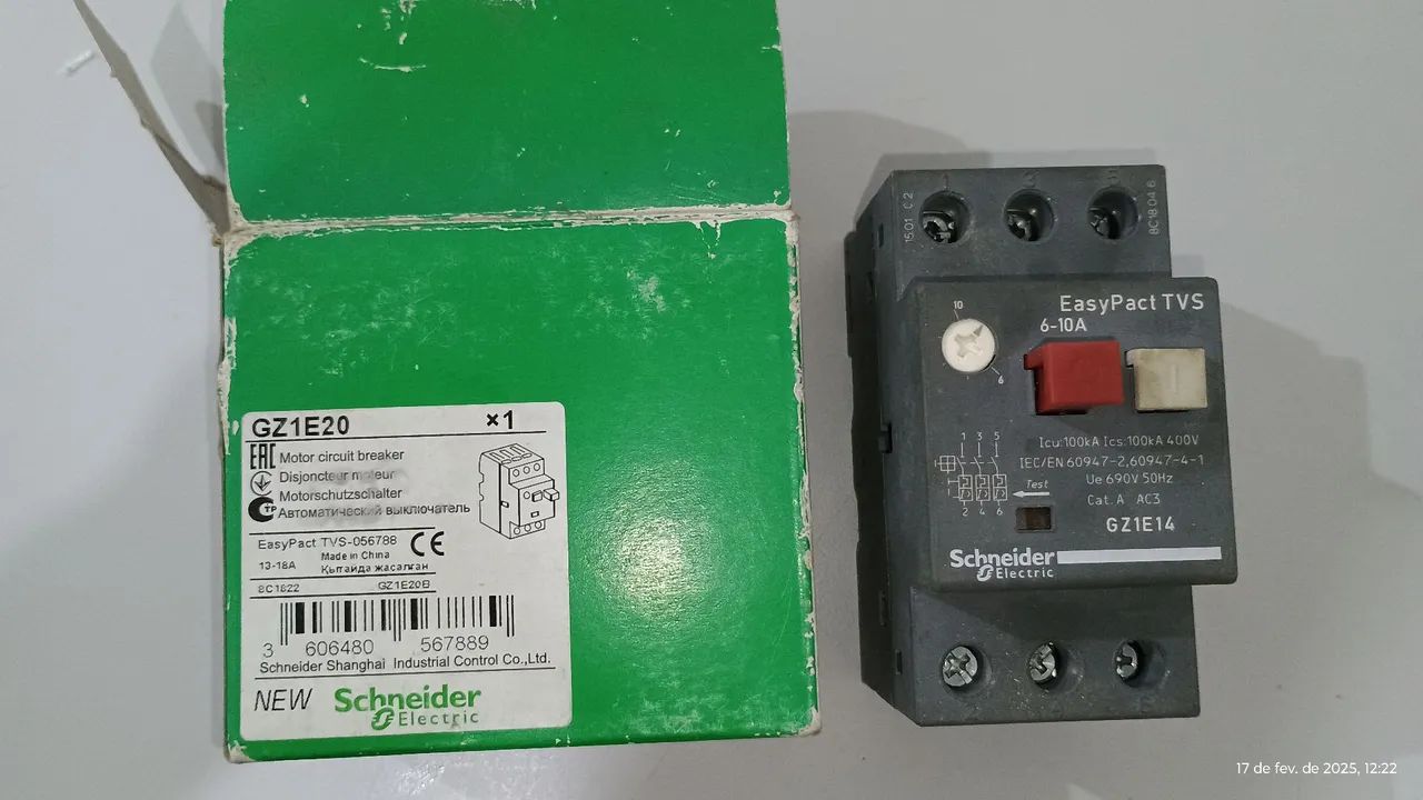 Disjuntor motor 6-10A termomagnético GZ1E14 Schneider  - Foto 3