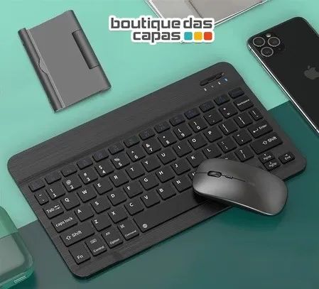mini Teclado + Mouse Bluetooth Sem Fio PC Tablet iphone ipad e Notebook leve e portatil