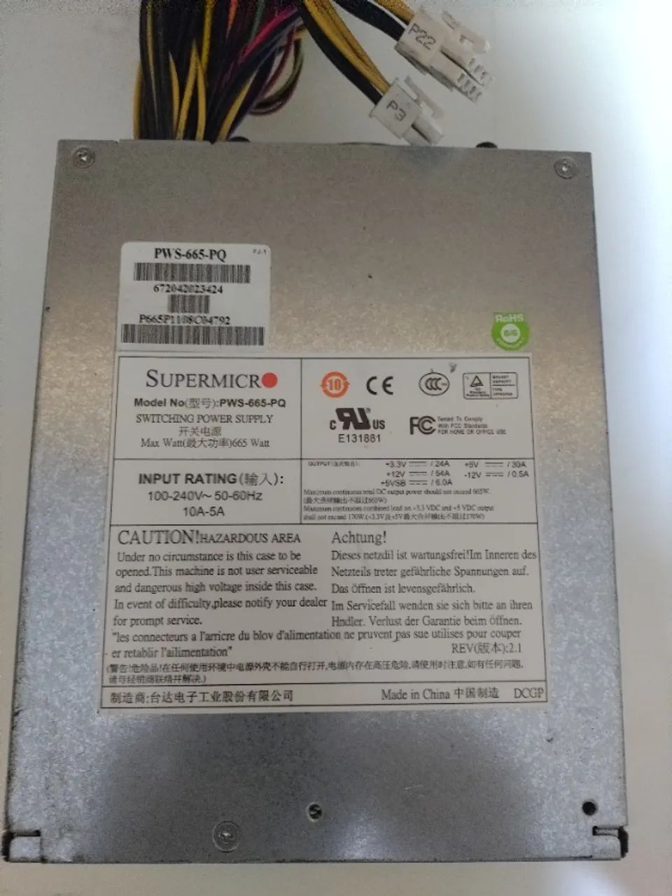 Fonte Gamer Servidores Workstation Supermicro 665 Watts 80plus Aceito Troca