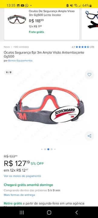 OCULOS DE SEGURANÇA AMPLA VISÃO 3M  - Foto 2