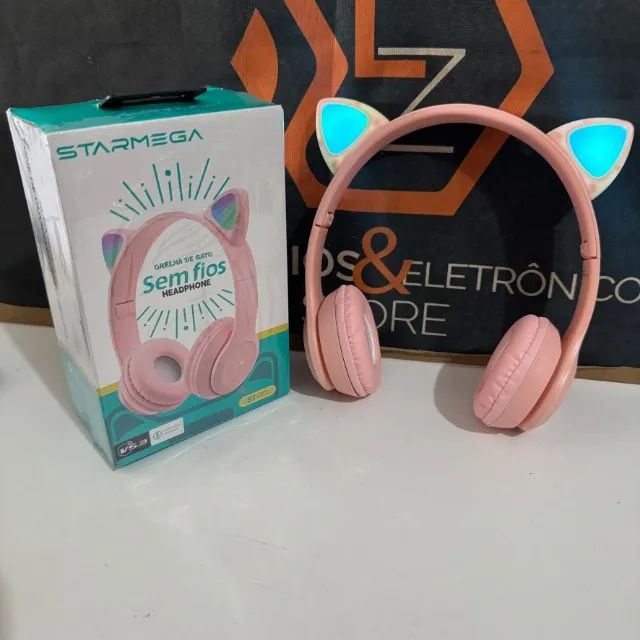 Fone Ouvido Bluetooth Gatinho Sem Fio Com Luzes - Foto 4