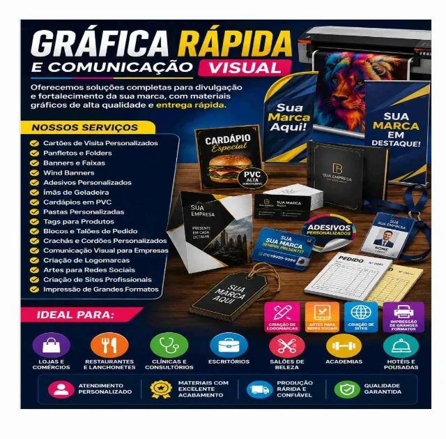 Gráfica rápida e comunicação visual : Panfletos, folders, cardápios talões