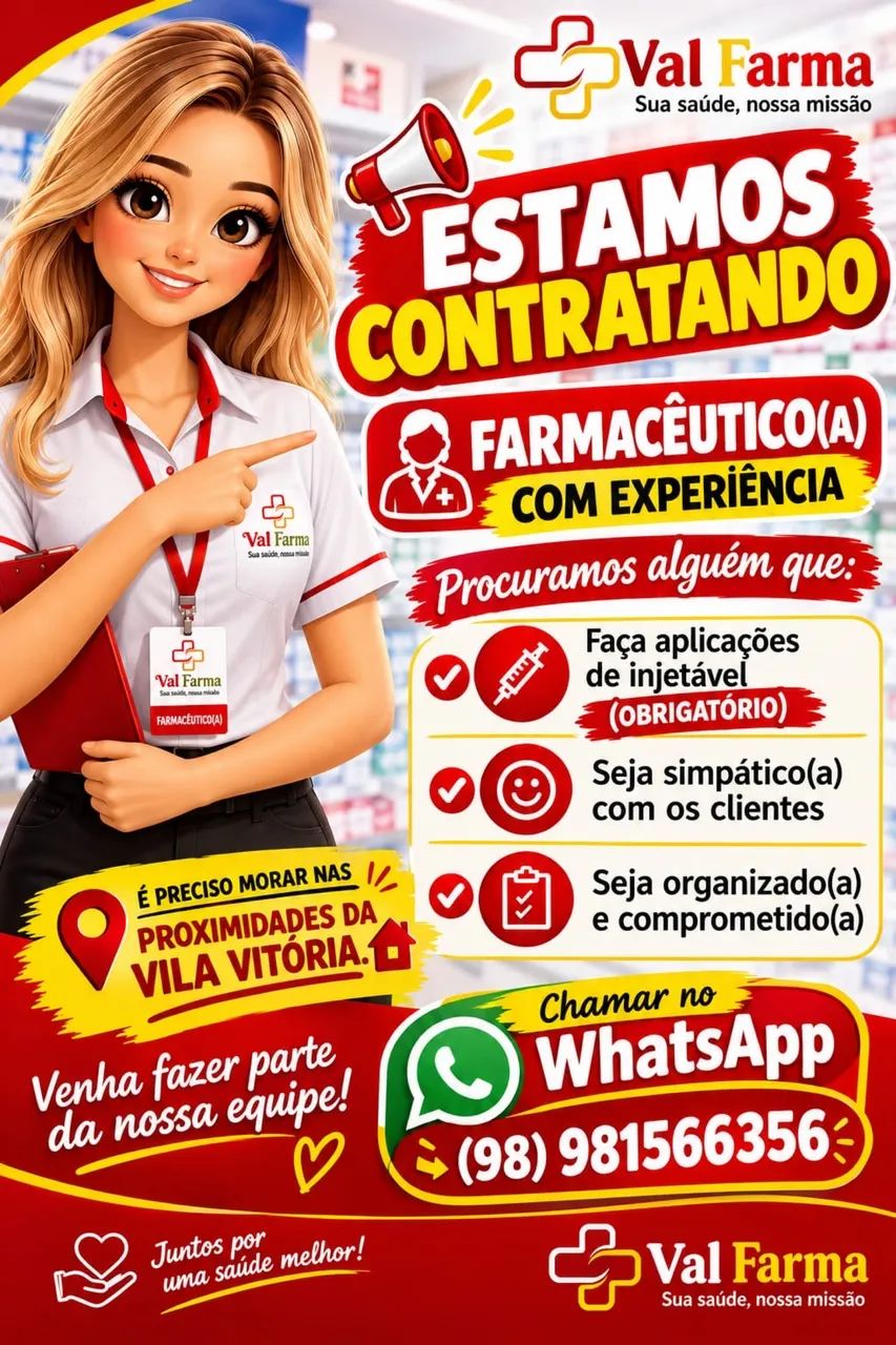 Vaga para farmacêutico 